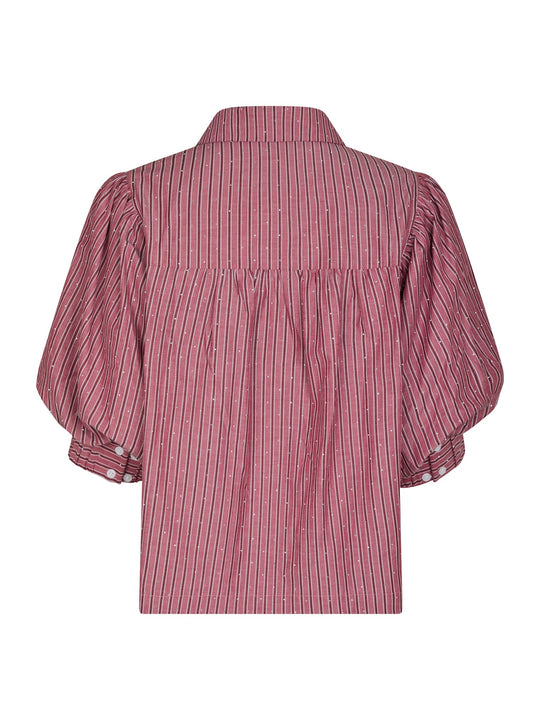 Neo Noir Etta Soft Stripe Stone Shirt Dark Rose