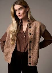 Pieszak PD-Holly Button High Neck Knit 717 Lead Brown