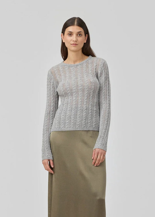 Modström HowieMD cable o-neck Grey Melange