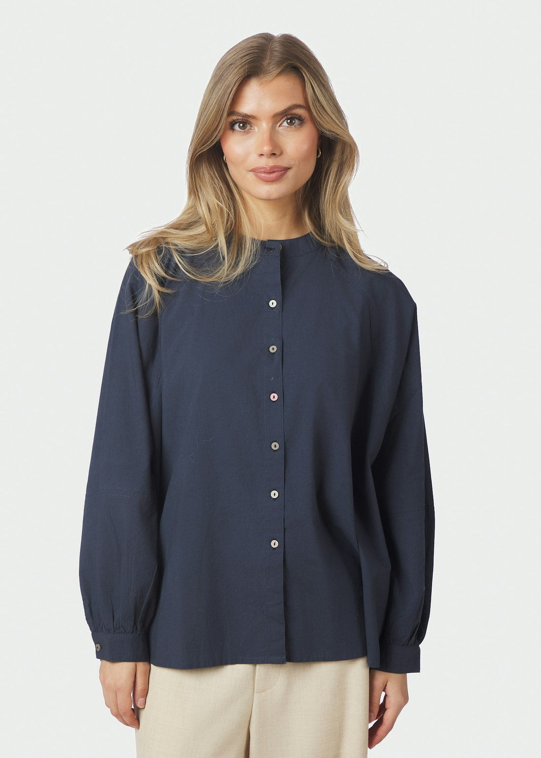Neo Noir Solane C Poplin Shirt Navy