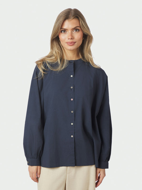 Neo Noir Solane C Poplin Shirt Navy