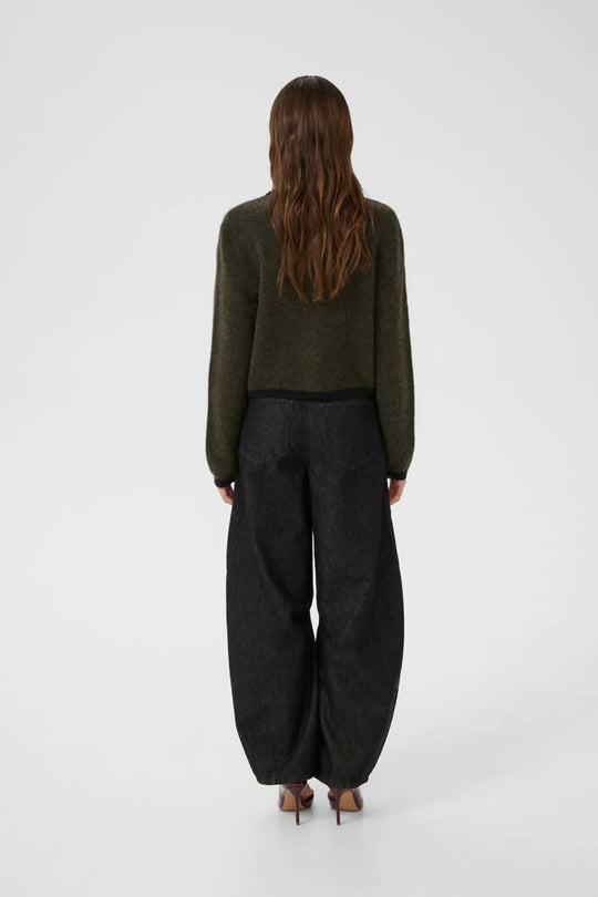 Gestuz GZalpha ls contrast cardigan Olive Mélange/Black