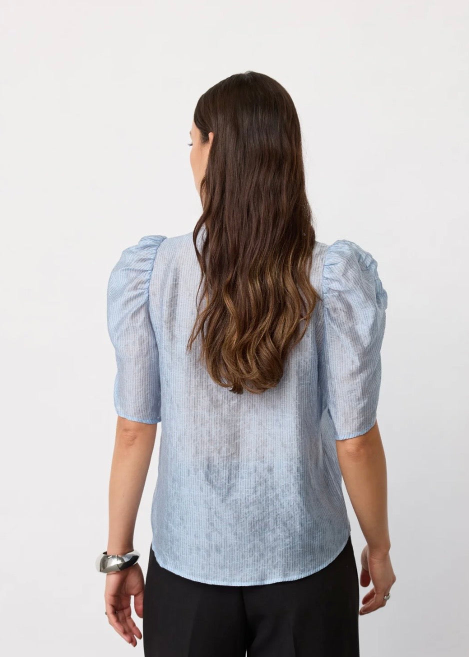 Co'Couture SisuCC SS V-Blouse Pale Blue