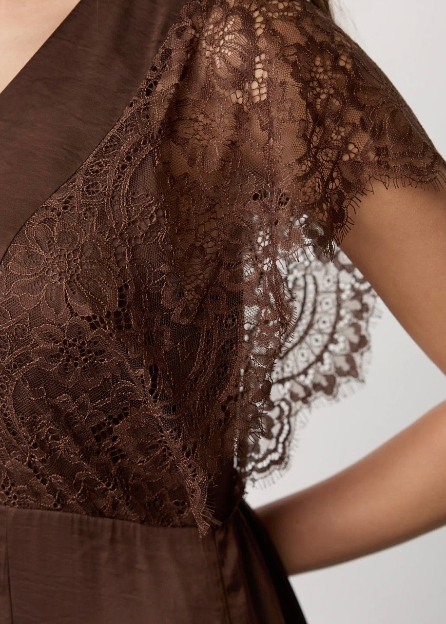 Co'Couture IdunCC Lace Dress Dark Brown