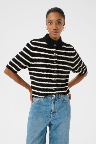 Gestuz GZalpha SS short cardigan black ivory stripe