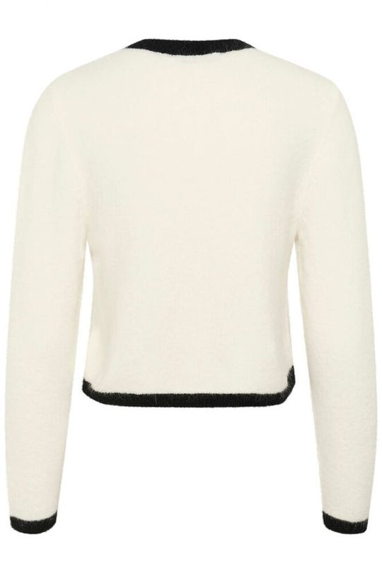 Gestuz GZalpha ls contrast cardigan Ivory/black comb