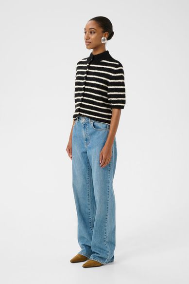 Gestuz GZalpha SS short cardigan black ivory stripe