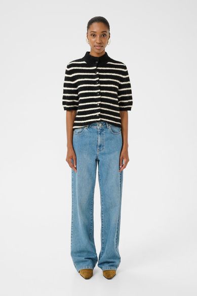 Gestuz GZalpha SS short cardigan black ivory stripe