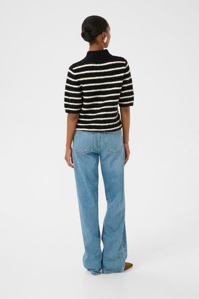 Gestuz GZalpha SS short cardigan black ivory stripe