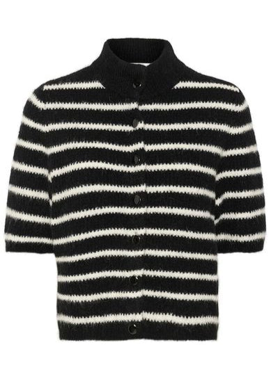 Gestuz GZalpha SS short cardigan black ivory stripe