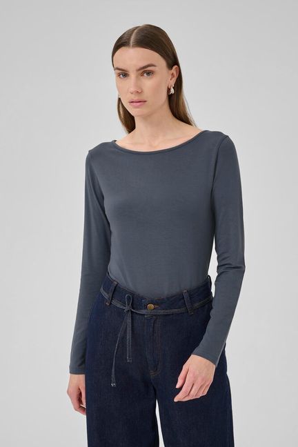 My Essential Wardrobe VistaMW Boat Neck Blouse Dark slate