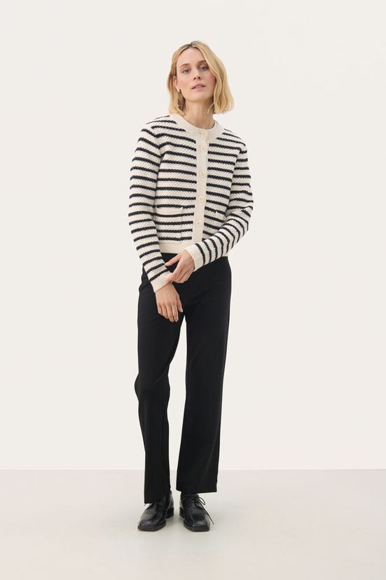 Part Two ElmiePW Cardigan off-white navy stripe