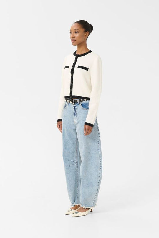 Gestuz GZalpha ls contrast cardigan Ivory/black comb