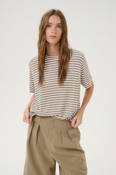 My Essential Wardrobe LisaMW Striped Tee Major Brown Striped Brown