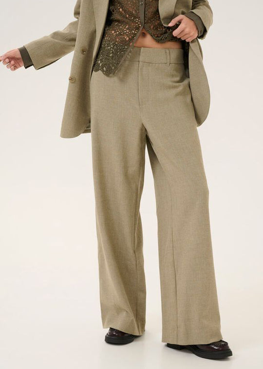 My Essential Wardrobe Dion wide pant Sandy Green Melange