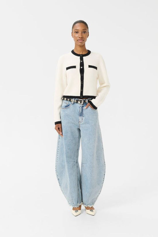 Gestuz GZalpha ls contrast cardigan Ivory/black comb