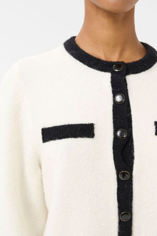 Gestuz GZalpha ls contrast cardigan Ivory/black comb