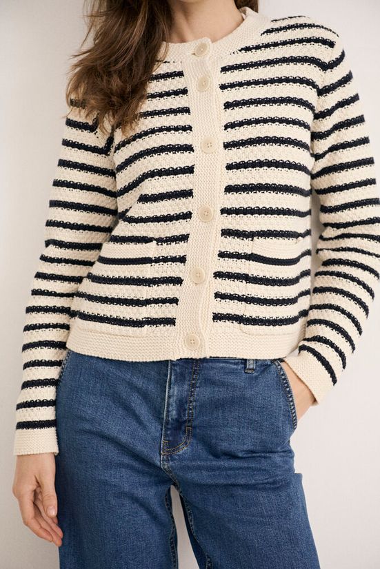 Part Two ElmiePW Cardigan off-white navy stripe