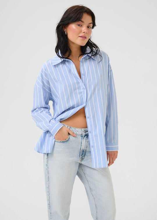 My Essential Wardrobe KionaMW Boxy Shirt Vista Blue Striped