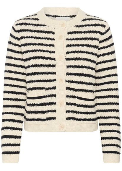 Part Two ElmiePW Cardigan off-white navy stripe