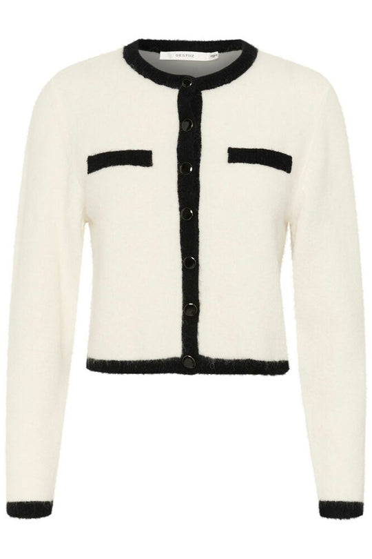 Gestuz GZalpha ls contrast cardigan Ivory/black comb