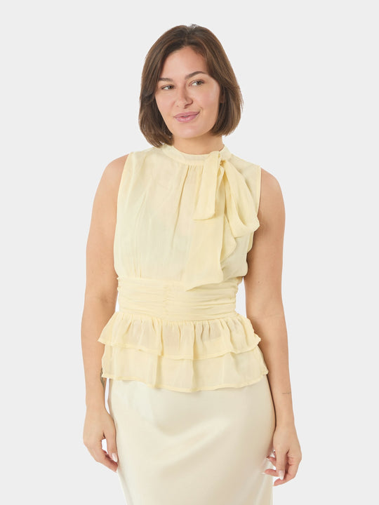 Neo Noir Ansol Solid Chiffon Top Light Yellow