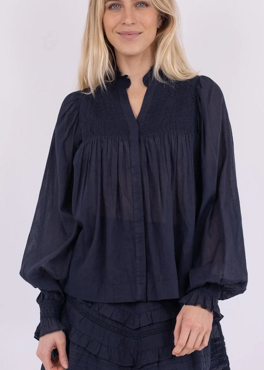 Neo Noir Jill S Voile Blouse Navy