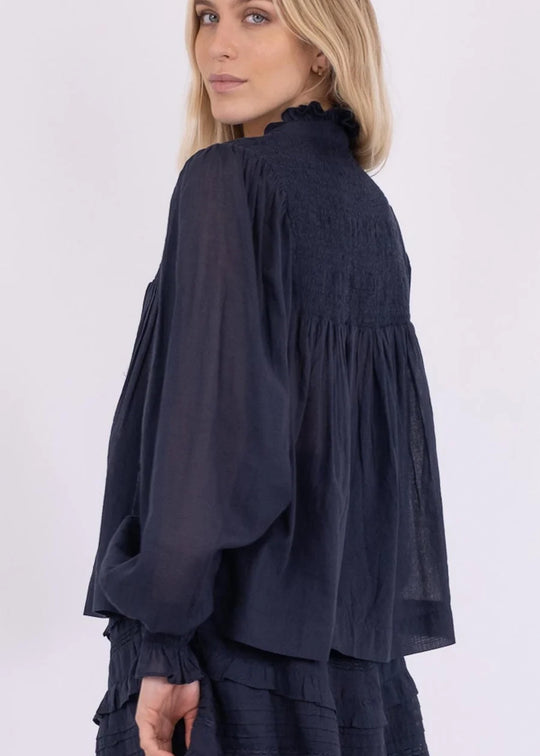 Neo Noir Jill S Voile Blouse Navy