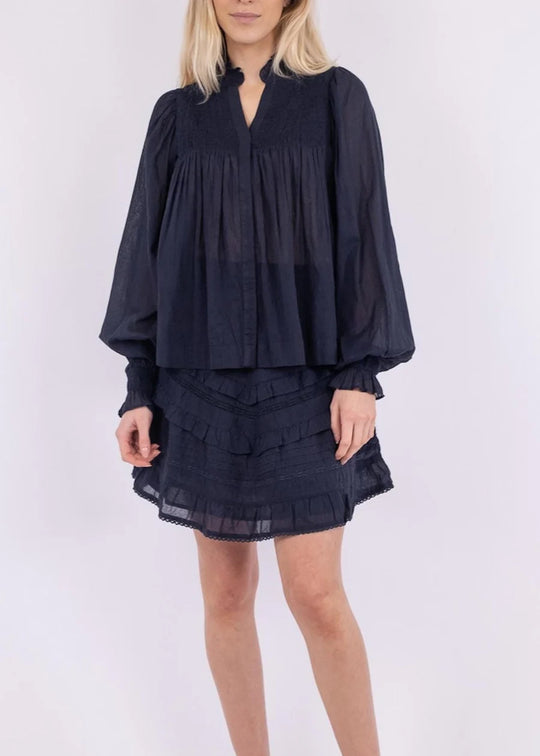 Neo Noir Jill S Voile Blouse Navy