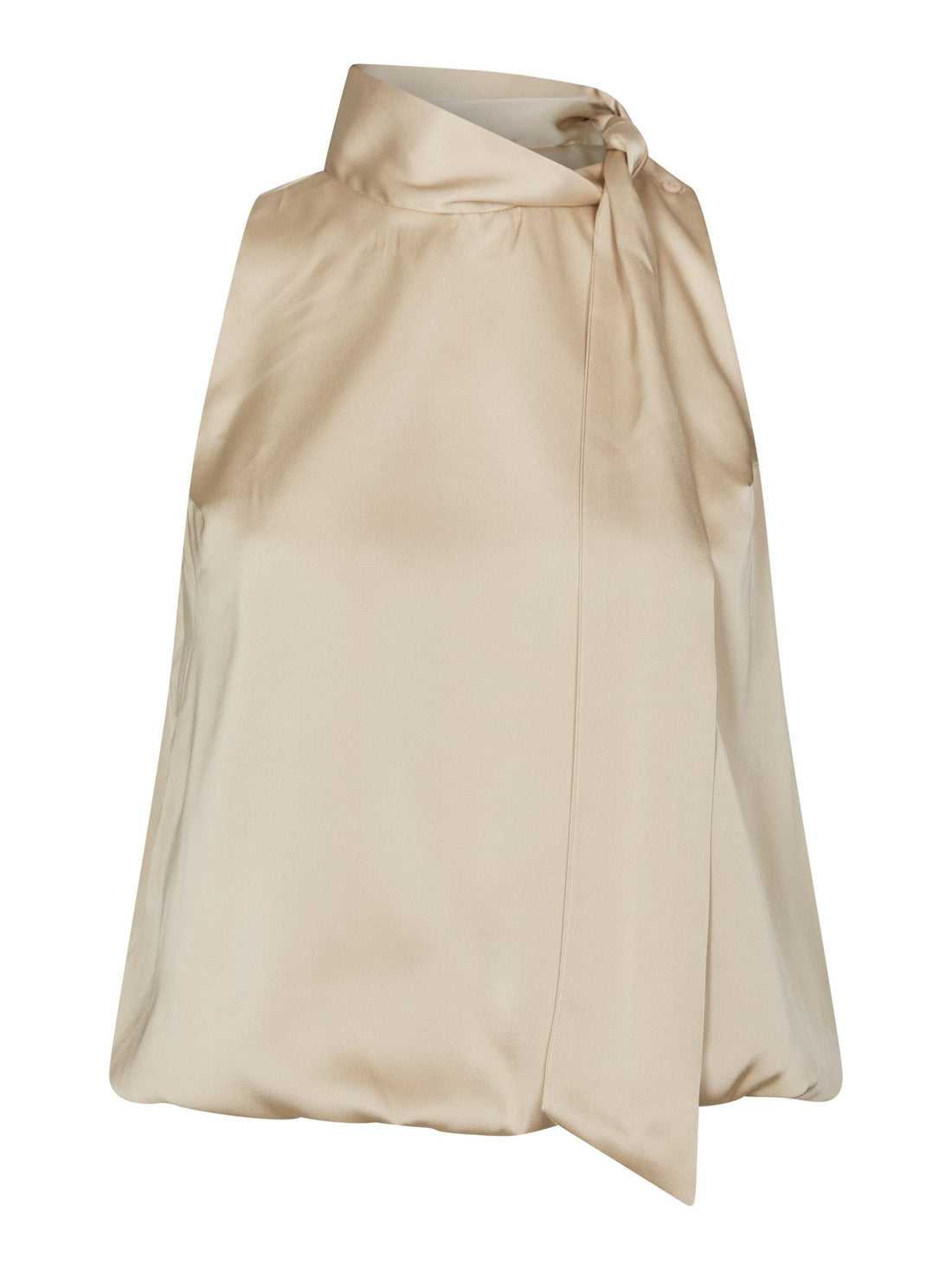 Neo Noir Veda Drapy Satin Top Dark Sand