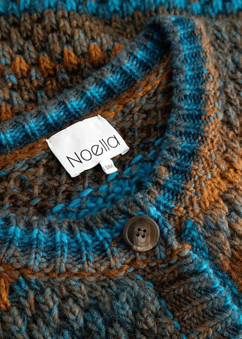 Noella Kae Knit Cardigan Turqouise Brown Mix
