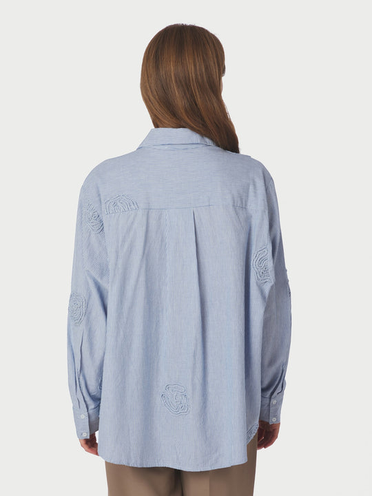 Neo Noir Dalma Dori Mini Stripe Shirt Blue