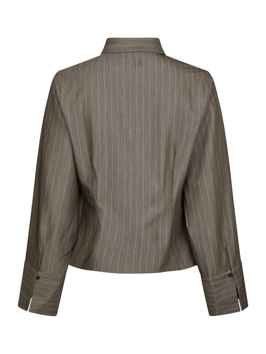 Neo Noir Rosa Pinstripe Melange Shirt Dusty Brown