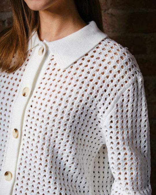 Neo Noir Laurana Crochet Cardigan Off White