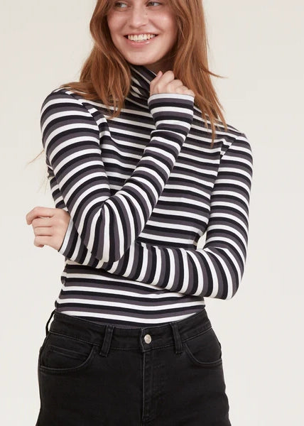 Basic Apparel Ludmilla Whisper à col haut blanc / gris foncé mel./black