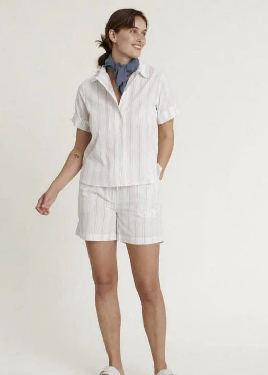 Basic Apparel Martina SS Shirt Whisper white/lotus/Alaskan blue