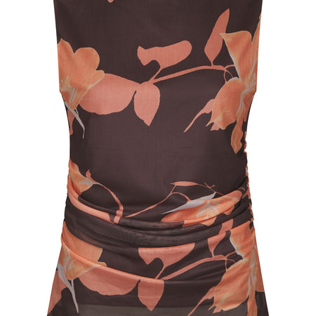 Neo Noir Liblana Flower Mesh Top Brown