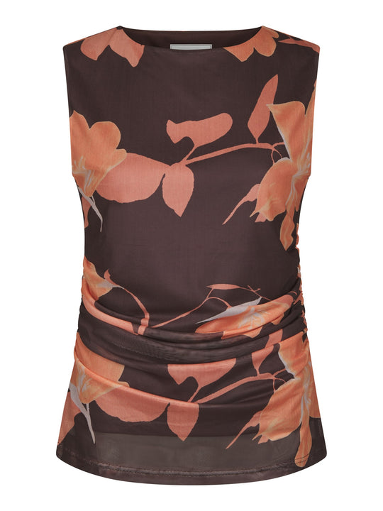 Neo Noir Liblana Flower Mesh Top Brown