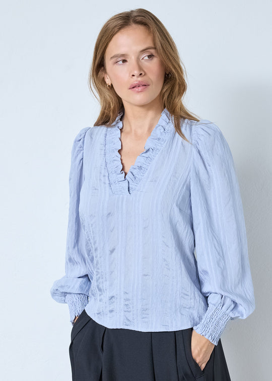 Co’Couture Kesicc V-Blouse Pale Blue