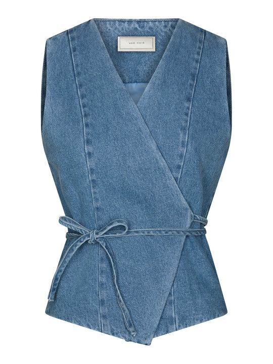 Neo Noir Samara Denim Waistcoat Blue