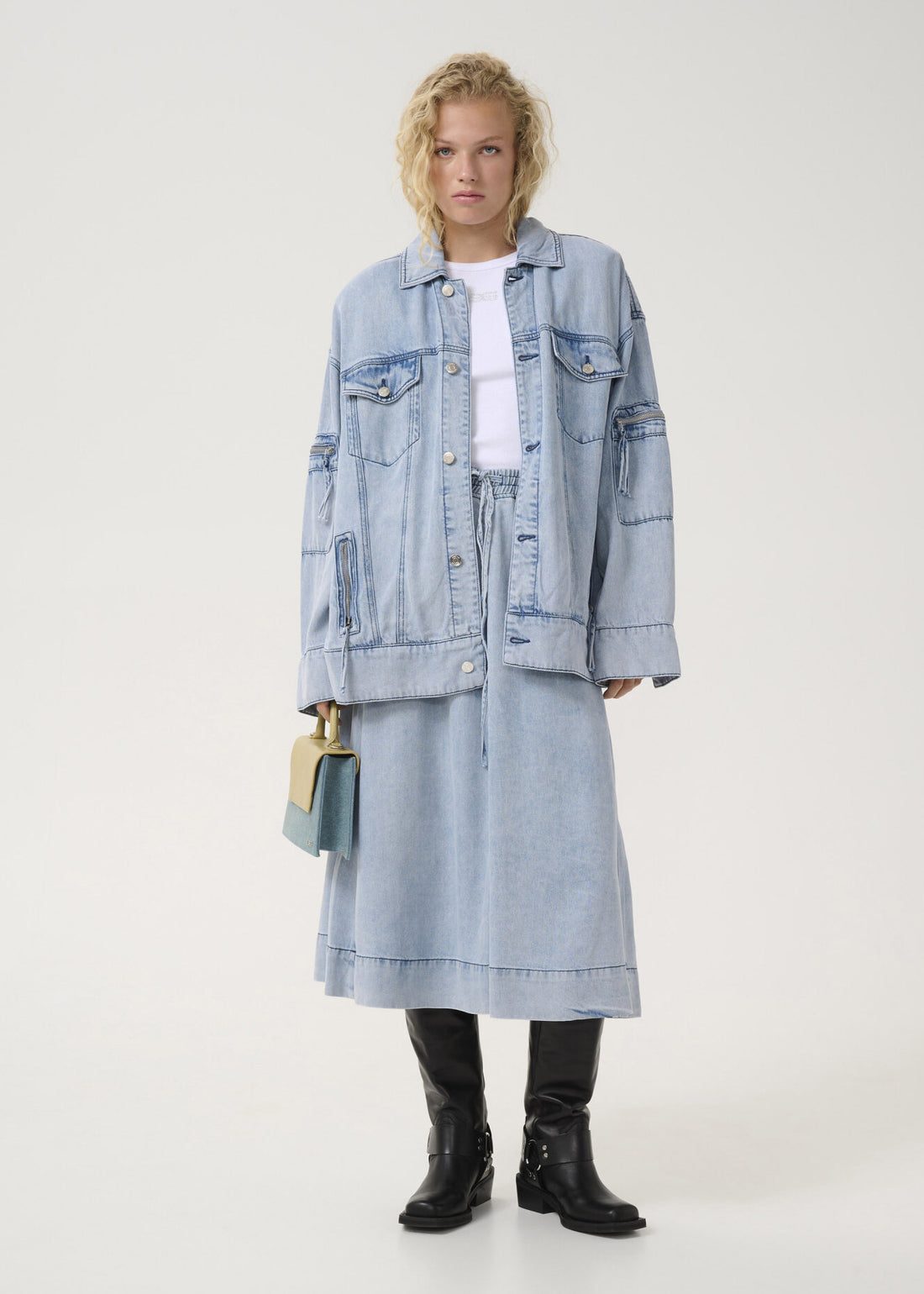Gestuz GZfelina long skirt Light blue washed