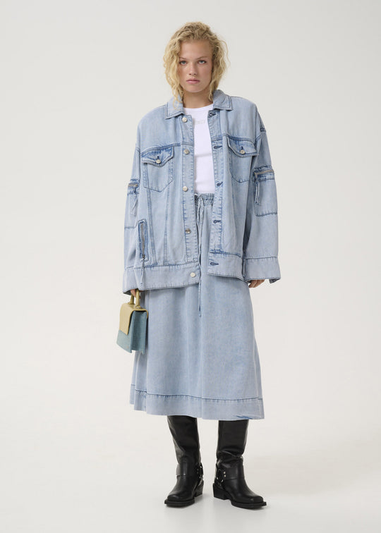 Gestuz GZfelina long skirt Light blue washed