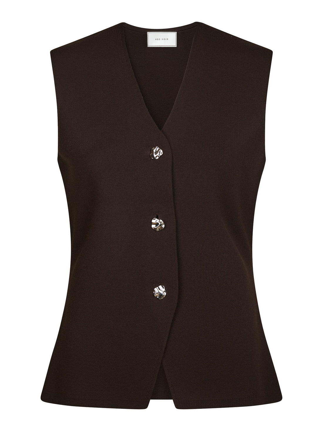 Neo Noir Sway Smooth Knit Waistcoat Dark Brown