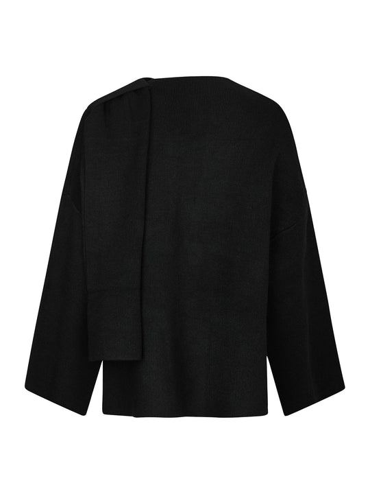 Neo Noir Wals Knit Scarf Blouse Black