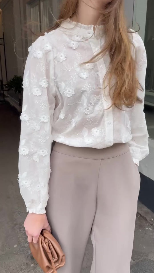 Neo Noir Oda Deco Emb Shirt White