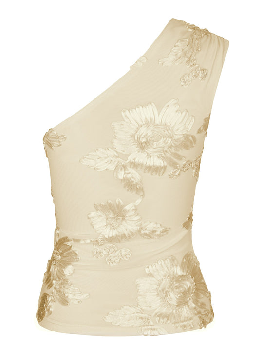 Neo Noir Florini Big Flower Mesh Top Light Yellow