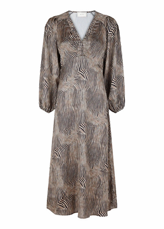 Neo Noir Isobel Floating Wave Dress Dark Sand