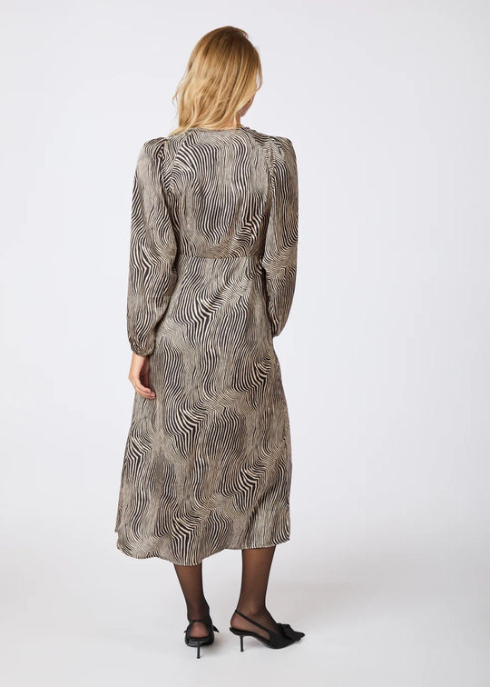 Neo Noir Isobel Floating Wave Dress Dark Sand