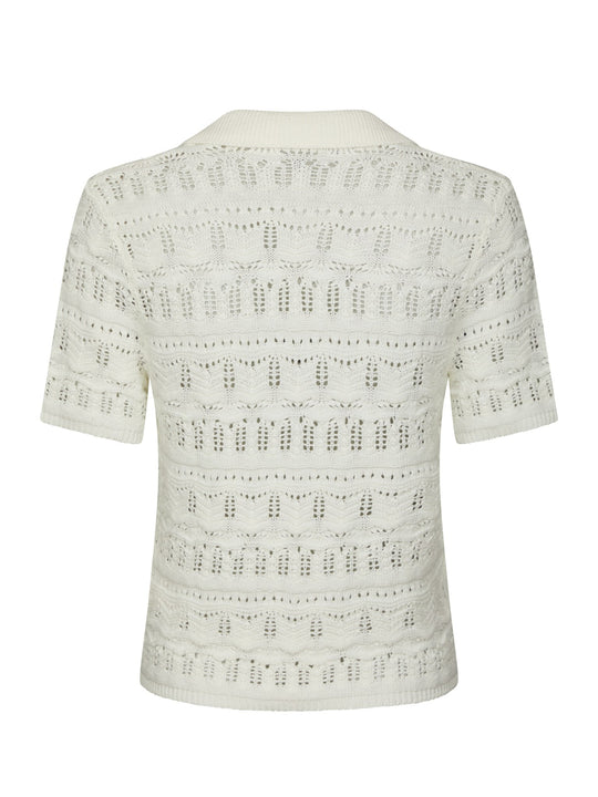 Neo Noir Marisini Stitch Polo Knit Top Off White