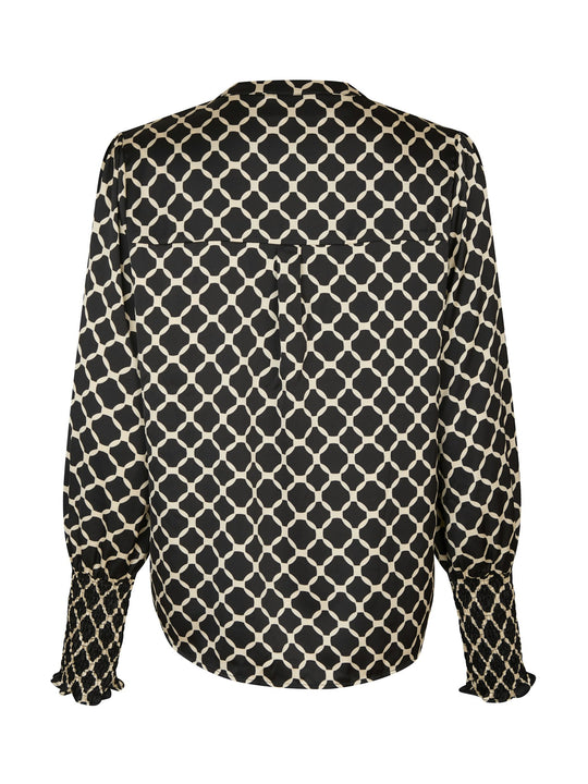 Neo Noir Landa Tile Print Blouse Black